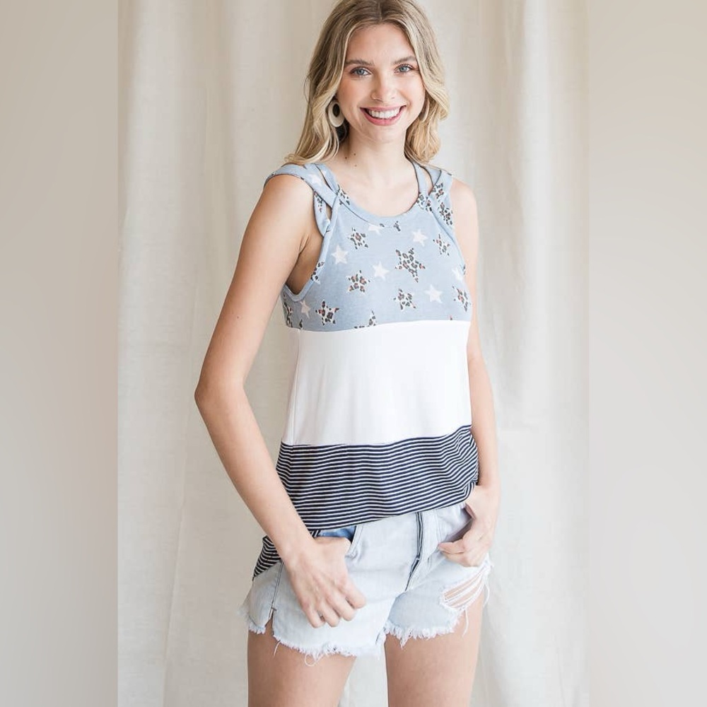 Chic Star Patterned Sleeveless Top